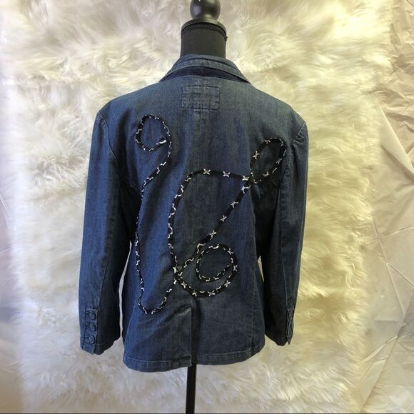 American Eagle Denim Jean Jacket size XL Embellished Upcycled (1006) - Picture 8 of 10